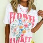 White FLOWER MARKET Graphic T Shirt