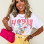 White FLOWER MARKET Graphic T Shirt