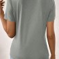 Medium Grey Solid Color Toothpick Stripe Round Neck T Shirt