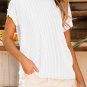 White Textured Knit Exposed Stitching T Shirt