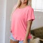 Pink Frilled Hem Loose T Shirt