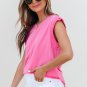 Bonbon Braided Cap Sleeve Crew Neck T Shirt