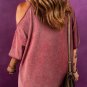 Clay One Shoulder Half Sleeve Oversized Tunic T Shirt