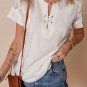 White Ribbed Texture Lace Patchwork Short Sleeve Top