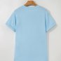 Light Blue Bright Casual Plain Crew Neck Tee