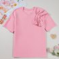 Pink Bow Applique Half Sleeve T Shirt