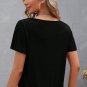 Black Crisscross V Neck Butterfly Sleeve T Shirt