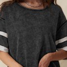 Black Varsity Stripe Half Sleeve Vintage Tee