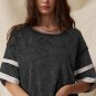 Black Varsity Stripe Half Sleeve Vintage Tee