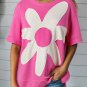 Sachet Pink Contrast Flower Drop Shoulder Loose T Shirt