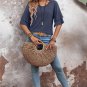Sail Blue Solid Colour V Neck Double Layer Sleeve Loose T Shirt