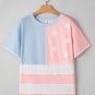 Pink Stars and Stripes Printed Crewneck Independence Day T Shirt