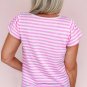Bonbon Striped V Neck Ruffle Short Sleeve Top