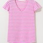 Bonbon Striped V Neck Ruffle Short Sleeve Top
