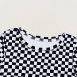Black Checkered Ribbed Slim Fit Crew Neck T Shirt