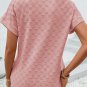 Apricot Pink Checkered Textured Round Neck T Shirt