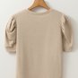 Parchment Solid Color Ruched Puff Sleeve T Shirt