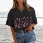 Black MAMA Letter Graphic Neon T Shirt