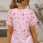 Red Flutter Sleeve V Neck Floral Summer Blouse