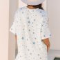 Sky Blue Stars Print Drop Shoulder Oversized T Shirt with Slits