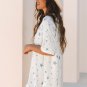 Sky Blue Stars Print Drop Shoulder Oversized T Shirt with Slits