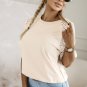 Jet Stream Lace Crochet Short Sleeve Round Neck T Shirt