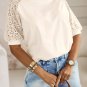Jet Stream Lace Crochet Short Sleeve Round Neck T Shirt