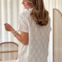 White Geometric Embroidered Slim Fit O Neck T Shirt