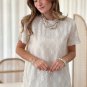 White Geometric Embroidered Slim Fit O Neck T Shirt