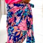 Blue Floral Print Lace Up High Waist Bodycon Mini Skirt