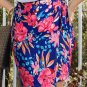 Blue Floral Print Lace Up High Waist Bodycon Mini Skirt