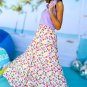 Green Leopard Print Tiered Flowy Maxi Skirt