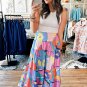 Pink Printed Pocketed High Waist Maxi Skirt
