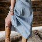 Mist Blue Fully Buttoned Long Denim Skirt