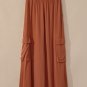 Chestnut Mineral Wash Cargo Pocket Drawstring Waist Maxi Skirt