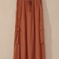 Chestnut Mineral Wash Cargo Pocket Drawstring Waist Maxi Skirt