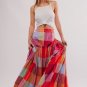 Multicolour Plaid Print Ruched High Waist Casual Maxi Skirt