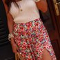Red Floral Print Wide Waistband Side Slit Maxi Skirt