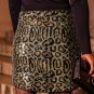 Brown Sequined Leopard Print Disco Mini Skirt