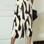 Black Colorblock Geometric Print Pleated Midi Skirt