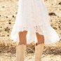 White Lace Ruffled High-low Hem Midi Skirt