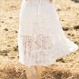 White Lace Ruffled High-low Hem Midi Skirt