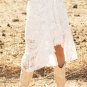 White Lace Ruffled High-low Hem Midi Skirt