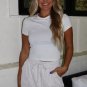 Light Grey French Terry Drawstring Mini Skort with Pockets