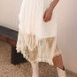 Beige Lace Cascading Tiered High Waist Maxi Skirt