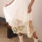 Beige Lace Cascading Tiered High Waist Maxi Skirt