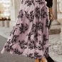 Peach Blossom Floral Leaves Embroidered High Waist Maxi Skirt