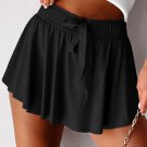 Black Drawstring High Waist Lined Tennis Skorts