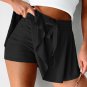 Black Drawstring High Waist Lined Tennis Skorts