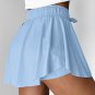 Sky Blue Drawstring High Waist Lined Tennis Skorts